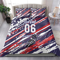 Personalized Patriotic Motocross Bedding Set with USA Flag Colors – Dirt Bike Racing Design - Wonder Print Shop