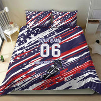 Personalized Patriotic Motocross Bedding Set with USA Flag Colors – Dirt Bike Racing Design - Wonder Print Shop