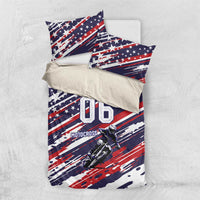Personalized Patriotic Motocross Bedding Set with USA Flag Colors – Dirt Bike Racing Design - Wonder Print Shop