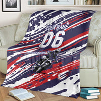 Personalized Patriotic Motocross Blanket with USA Flag Colors – Dirt Bike Racing Design - Wonder Print Shop