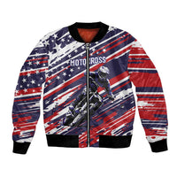 Personalized Patriotic Motocross Bomber Jacket with USA Flag Colors – Dirt Bike Racing Design - Wonder Print Shop