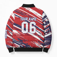 Personalized Patriotic Motocross Bomber Puffer Jacket with USA Flag Colors – Dirt Bike Racing Design - Wonder Print Shop