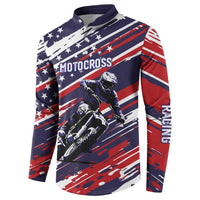 Personalized Patriotic Motocross Button Sweatshirt with USA Flag Colors – Dirt Bike Racing Design - Wonder Print Shop