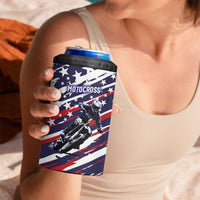Personalized Patriotic Motocross 4 in 1 Can Cooler Tumbler with USA Flag Colors – Dirt Bike Racing Design - Wonder Print Shop