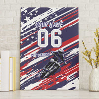 Personalized Patriotic Motocross Canvas Wall Art with USA Flag Colors – Dirt Bike Racing Design - Wonder Print Shop
