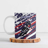 Personalized Patriotic Motocross Ceramic Mug with USA Flag Colors – Dirt Bike Racing Design - Wonder Print Shop