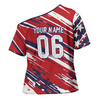 Personalized Patriotic Motocross Cross Shoulder Shirt with USA Flag Colors – Dirt Bike Racing Design - Wonder Print Shop
