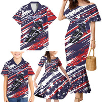 Personalized Patriotic Motocross Family Matching Mermaid Dress and Hawaiian Shirt with USA Flag Colors – Dirt Bike Racing Design - Wonder Print Shop