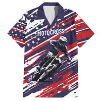 Personalized Patriotic Motocross Family Matching Off The Shoulder Long Sleeve Dress and Hawaiian Shirt with USA Flag Colors – Dirt Bike Racing Design - Wonder Print Shop
