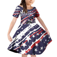 Personalized Patriotic Motocross Family Matching Off Shoulder Short Dress and Hawaiian Shirt with USA Flag Colors – Dirt Bike Racing Design - Wonder Print Shop