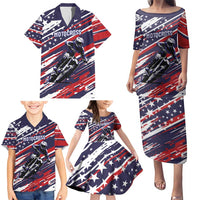 Personalized Patriotic Motocross Family Matching Puletasi and Hawaiian Shirt with USA Flag Colors – Dirt Bike Racing Design - Wonder Print Shop