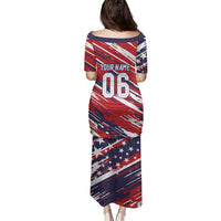 Personalized Patriotic Motocross Family Matching Puletasi and Hawaiian Shirt with USA Flag Colors – Dirt Bike Racing Design - Wonder Print Shop