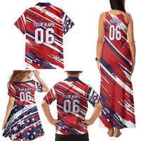 Personalized Patriotic Motocross Family Matching Tank Maxi Dress and Hawaiian Shirt with USA Flag Colors – Dirt Bike Racing Design - Wonder Print Shop