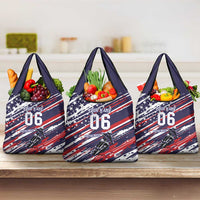 Personalized Patriotic Motocross Grocery Bag with USA Flag Colors – Dirt Bike Racing Design - Wonder Print Shop