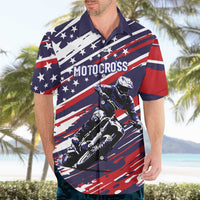 Personalized Patriotic Motocross Hawaiian Shirt with USA Flag Colors – Dirt Bike Racing Design - Wonder Print Shop