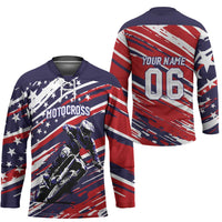 Personalized Patriotic Motocross Hockey Jersey with USA Flag Colors – Dirt Bike Racing Design - Wonder Print Shop