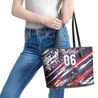 Personalized Patriotic Motocross Leather Tote Bag with USA Flag Colors – Dirt Bike Racing Design - Wonder Print Shop