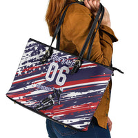 Personalized Patriotic Motocross Leather Tote Bag with USA Flag Colors – Dirt Bike Racing Design - Wonder Print Shop