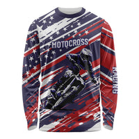 Personalized Patriotic Motocross Long Sleeve Shirt with USA Flag Colors – Dirt Bike Racing Design - Wonder Print Shop