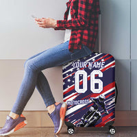 Personalized Patriotic Motocross Luggage Cover with USA Flag Colors – Dirt Bike Racing Design - Wonder Print Shop