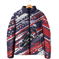 Personalized Patriotic Motocross Padded Jacket with USA Flag Colors – Dirt Bike Racing Design - Wonder Print Shop