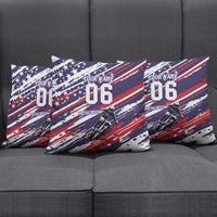 Personalized Patriotic Motocross Pillow Cover with USA Flag Colors – Dirt Bike Racing Design - Wonder Print Shop