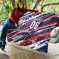 Personalized Patriotic Motocross Quilt with USA Flag Colors – Dirt Bike Racing Design - Wonder Print Shop
