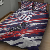 Personalized Patriotic Motocross Quilt Bed Set with USA Flag Colors – Dirt Bike Racing Design - Wonder Print Shop