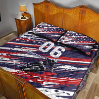 Personalized Patriotic Motocross Quilt Bed Set with USA Flag Colors – Dirt Bike Racing Design - Wonder Print Shop