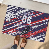 Personalized Patriotic Motocross Rubber Doormat with USA Flag Colors – Dirt Bike Racing Design - Wonder Print Shop