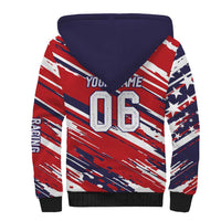 Personalized Patriotic Motocross Sherpa Hoodie with USA Flag Colors – Dirt Bike Racing Design - Wonder Print Shop