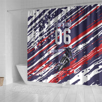 Personalized Patriotic Motocross Shower Curtain with USA Flag Colors – Dirt Bike Racing Design - Wonder Print Shop