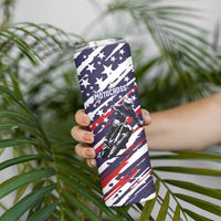 Personalized Patriotic Motocross Skinny Tumbler with USA Flag Colors – Dirt Bike Racing Design - Wonder Print Shop