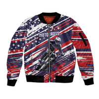 Personalized Patriotic Motocross Sleeve Zip Bomber Jacket with USA Flag Colors – Dirt Bike Racing Design - Wonder Print Shop