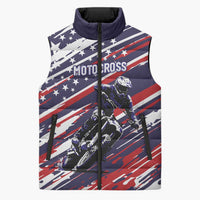 Personalized Patriotic Motocross Sleeveless Puffer Jacket with USA Flag Colors – Dirt Bike Racing Design - Wonder Print Shop