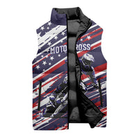 Personalized Patriotic Motocross Sleeveless Puffer Jacket with USA Flag Colors – Dirt Bike Racing Design - Wonder Print Shop