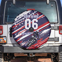 Personalized Patriotic Motocross Spare Tire Cover with USA Flag Colors – Dirt Bike Racing Design - Wonder Print Shop