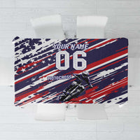 Personalized Patriotic Motocross Tablecloth with USA Flag Colors – Dirt Bike Racing Design - Wonder Print Shop