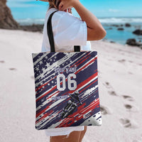 Personalized Patriotic Motocross Tote Bag with USA Flag Colors – Dirt Bike Racing Design - Wonder Print Shop