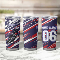 Personalized Patriotic Motocross Tumbler Cup with USA Flag Colors – Dirt Bike Racing Design - Wonder Print Shop