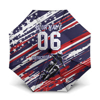 Personalized Patriotic Motocross Umbrella with USA Flag Colors – Dirt Bike Racing Design - Wonder Print Shop