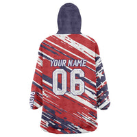 Personalized Patriotic Motocross Wearable Blanket Hoodie with USA Flag Colors – Dirt Bike Racing Design - Wonder Print Shop