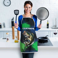 Personalized Bass Fishing Apron with Jumping Fish – Green and Black Angler Design - Wonder Print Shop