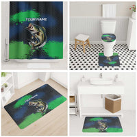 Personalized Bass Fishing Bathroom Set with Jumping Fish – Green and Black Angler Design - Wonder Print Shop
