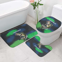 Personalized Bass Fishing Bathroom Set with Jumping Fish – Green and Black Angler Design - Wonder Print Shop