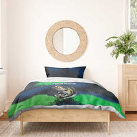 Personalized Bass Fishing Bedding Set with Jumping Fish – Green and Black Angler Design - Wonder Print Shop
