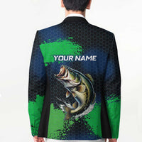 Personalized Bass Fishing Blazer with Jumping Fish – Green and Black Angler Design - Wonder Print Shop
