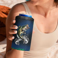 Personalized Bass Fishing 4 in 1 Can Cooler Tumbler with Jumping Fish – Green and Black Angler Design - Wonder Print Shop
