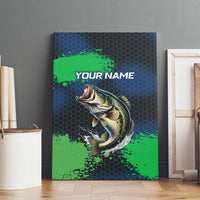 Personalized Bass Fishing Canvas Wall Art with Jumping Fish – Green and Black Angler Design - Wonder Print Shop