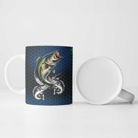 Personalized Bass Fishing Ceramic Mug with Jumping Fish – Green and Black Angler Design - Wonder Print Shop